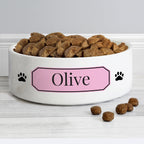 Personalised Pink Plaque 15cm Medium Pet Bowl | Pet Gifts