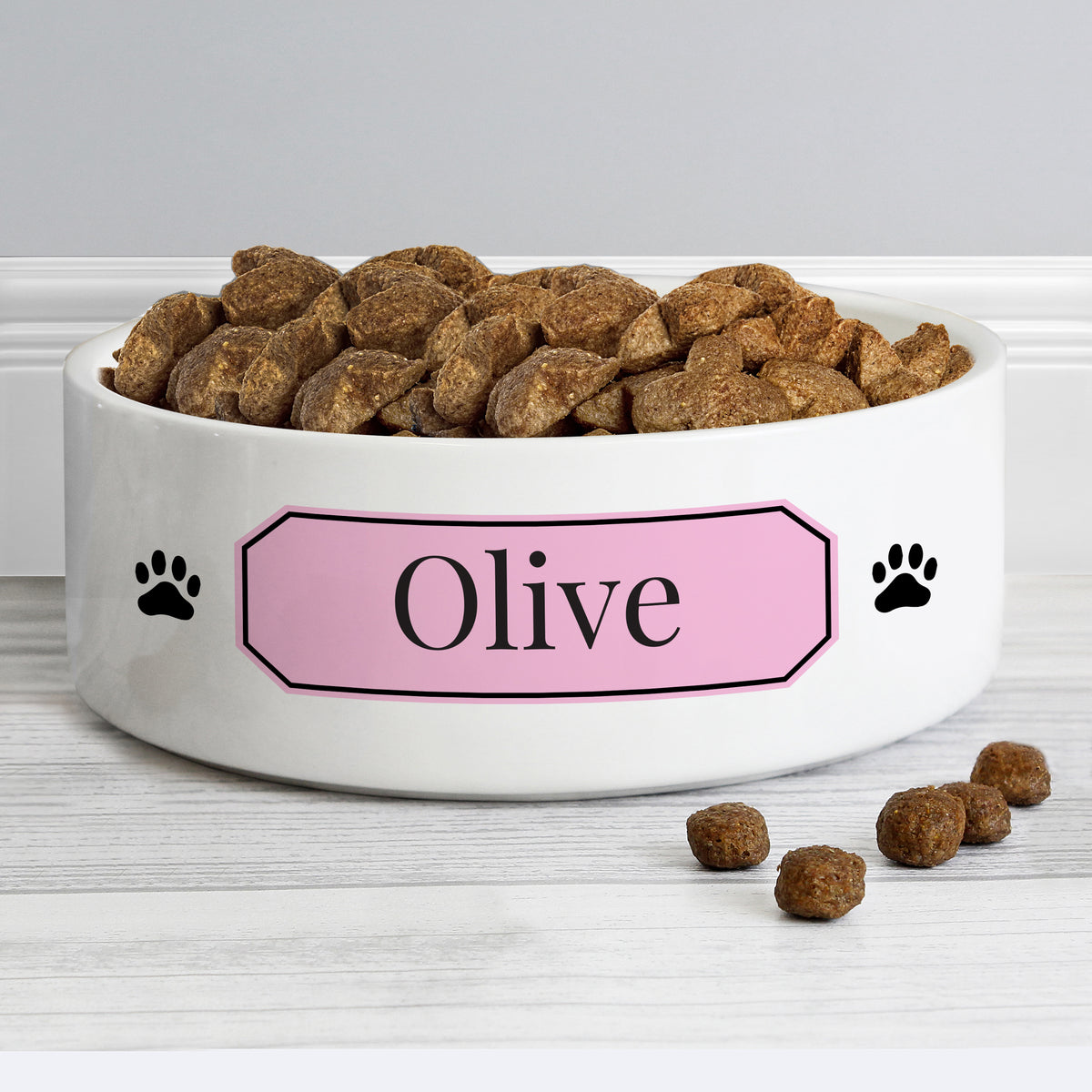 Personalised Pink Plaque 15cm Medium Pet Bowl | Pet Gifts