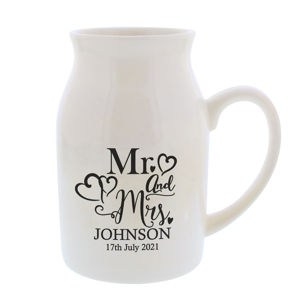 Personalised Mr & Mrs Flower Jug Vase for Wedding