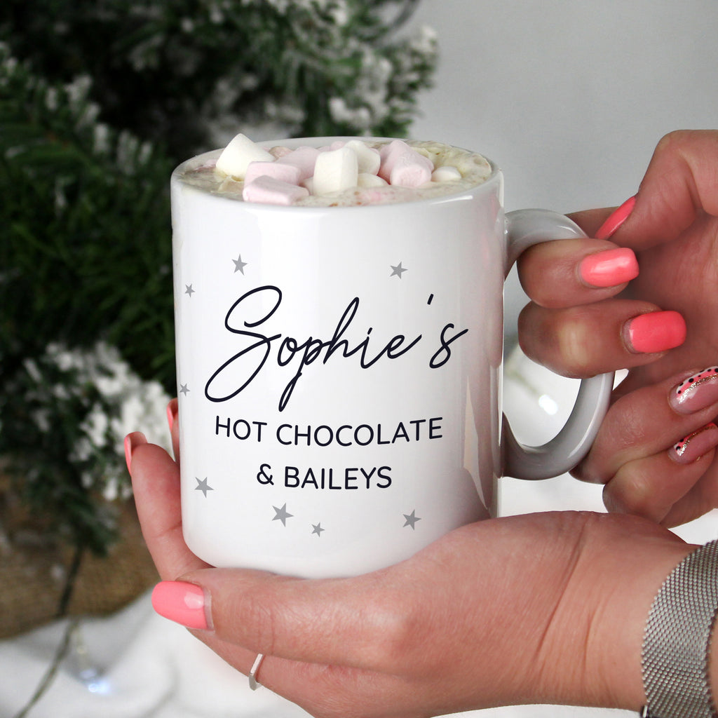 Personalised Free Text Little Grey Stars Mug | Christmas Gift