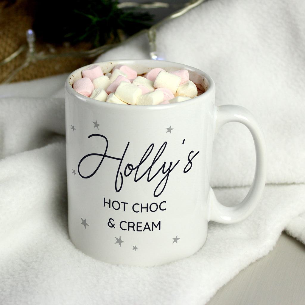 Personalised Free Text Little Grey Stars Mug | Christmas Gift