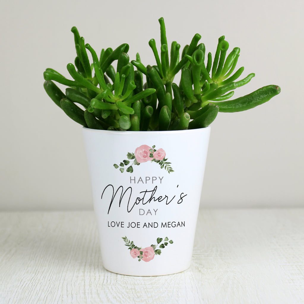 Personalised Abstract Rose Happy Mothers Day Plant Pot | Vases