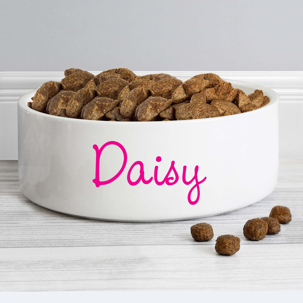 Personalised Pink Name 15cm Medium Pet Bowl | Pet Gifts