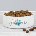 Personalised Blue Paw Print Name 15cm Medium Pet Bowl | Pet Gifts | Inspired Creative Gifts