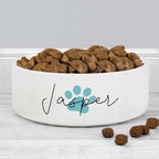 Personalised Blue Paw Print Name 15cm Medium Pet Bowl | Pet Gifts | Inspired Creative Gifts