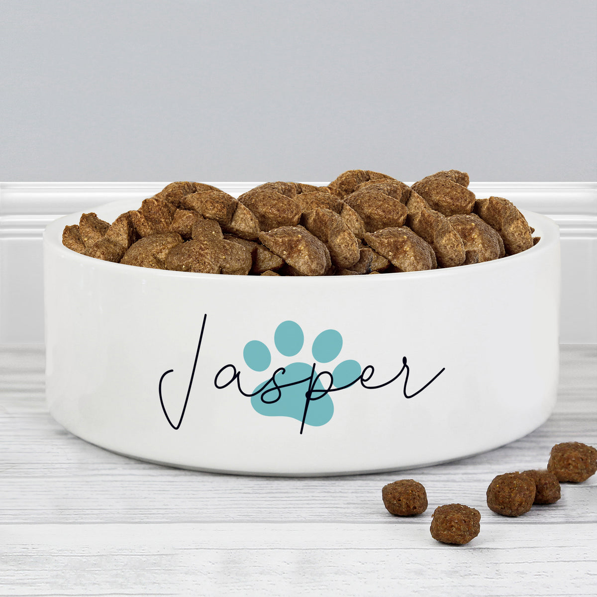 Personalised Blue Paw Print Name 15cm Medium Pet Bowl | Pet Gifts | Inspired Creative Gifts