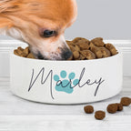 Personalised Blue Paw Print Name 15cm Medium Pet Bowl | Pet Gifts | Inspired Creative Gifts