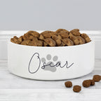 Personalised Grey Paw Print Name 15cm Medium Pet Bowl | Pet Gifts | Inspired Creative Gifts