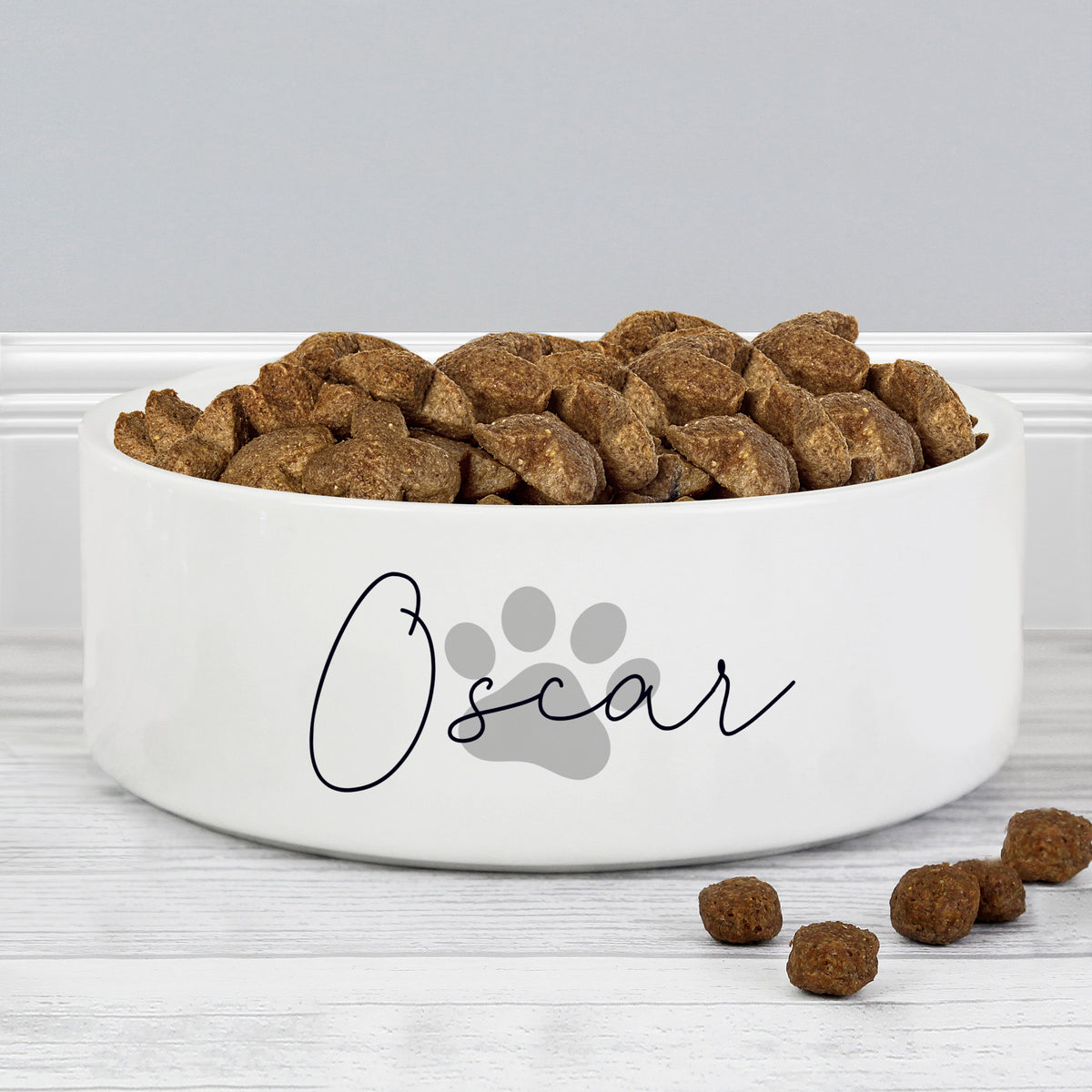 Personalised Grey Paw Print Name 15cm Medium Pet Bowl | Pet Gifts | Inspired Creative Gifts