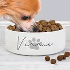 Personalised Grey Paw Print Name 15cm Medium Pet Bowl | Pet Gifts | Inspired Creative Gifts
