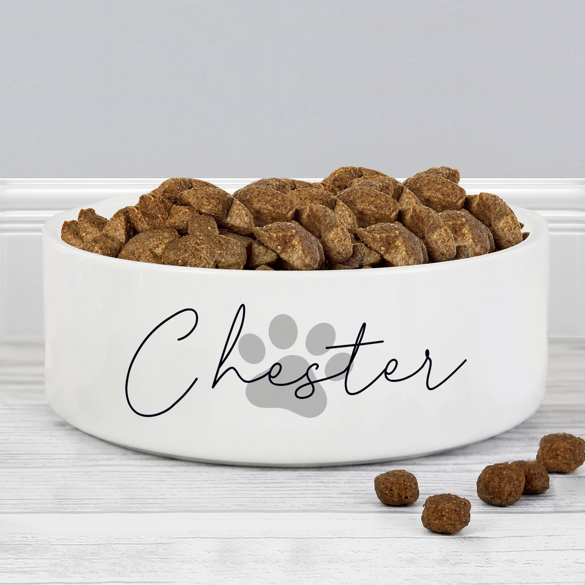 Personalised Grey Paw Print Name 15cm Medium Pet Bowl | Pet Gifts | Inspired Creative Gifts