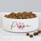 Personalised Pink Paw Print Name 15cm Medium Pet Bowl | Pet Gifts | Inspired Creative Gifts