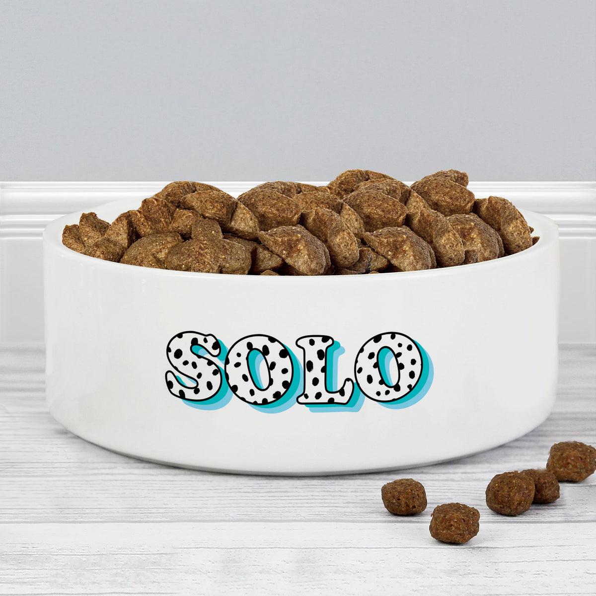 Personalised Blue Spots Name 15cm Medium Pet Bowl | Pet Gifts