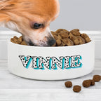 Personalised Blue Spots Name 15cm Medium Pet Bowl | Pet Gifts