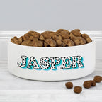 Personalised Blue Spots Name 15cm Medium Pet Bowl | Pet Gifts