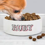 Personalised Pink Spots Name 15cm Medium Pet Bowl | Pet Gifts