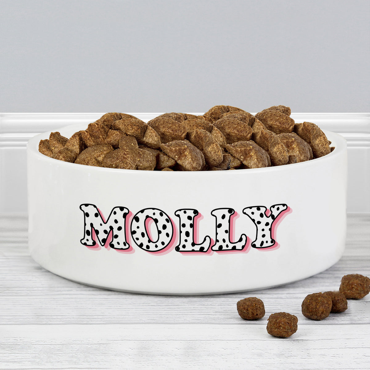 Personalised Pink Spots Name 15cm Medium Pet Bowl | Pet Gifts