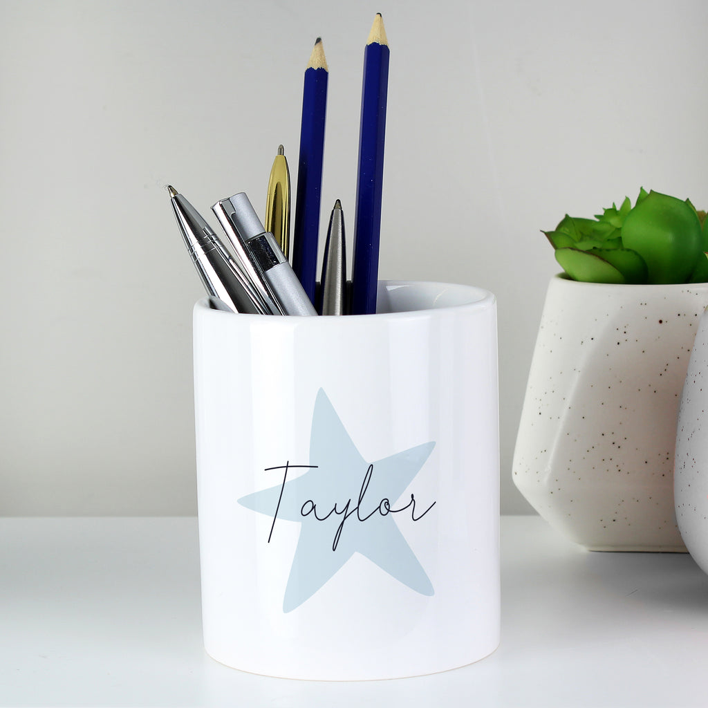 Personalised Blue Star Ceramic Storage Pot | Father's Day Gift