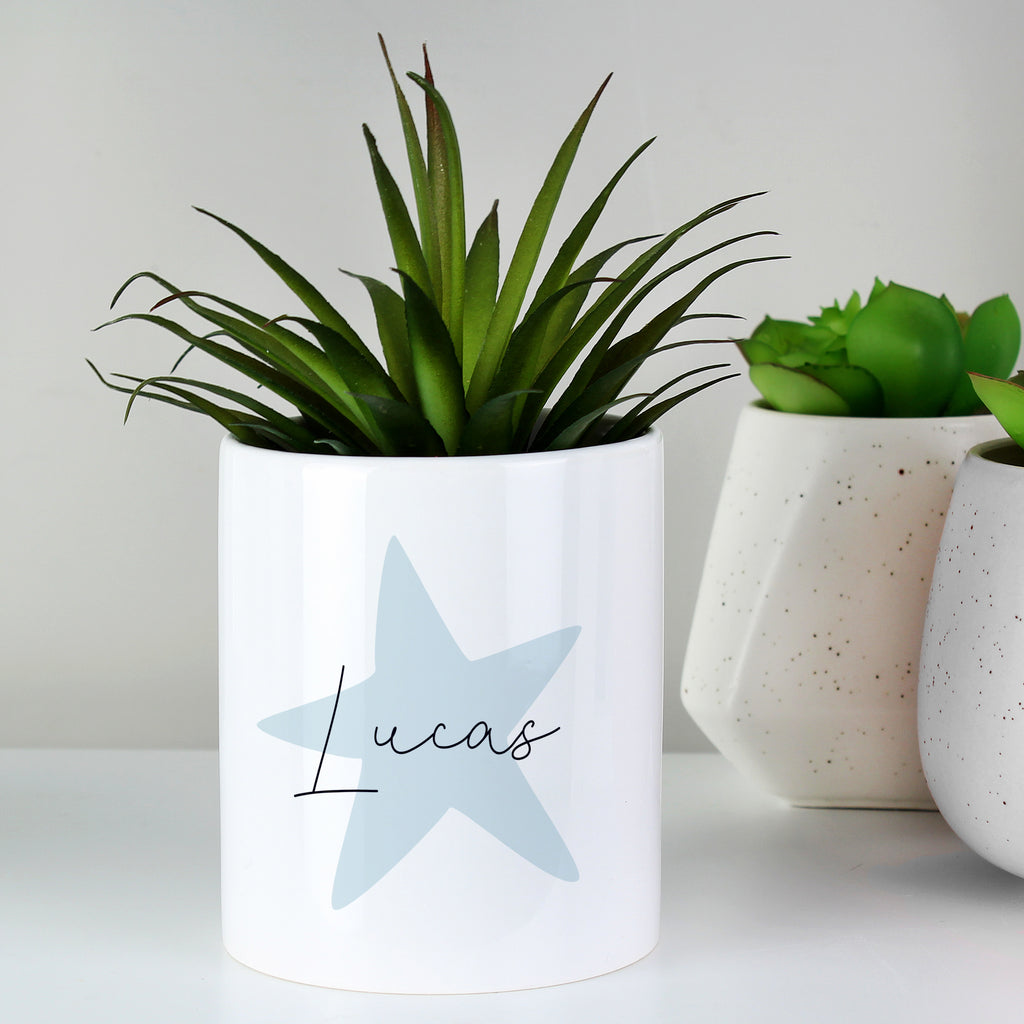 Personalised Blue Star Ceramic Storage Pot | Father's Day Gift