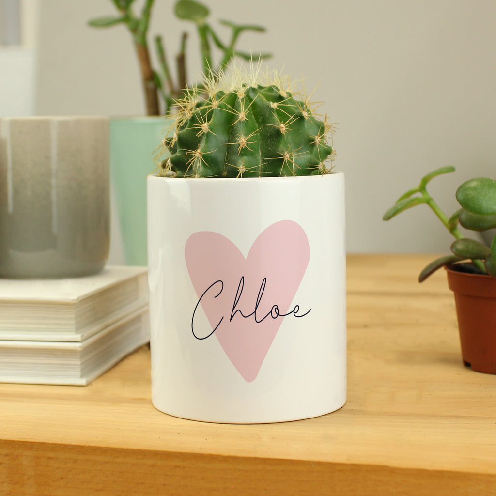 Personalised Pink Heart Ceramic Storage Pot for Mother's Day