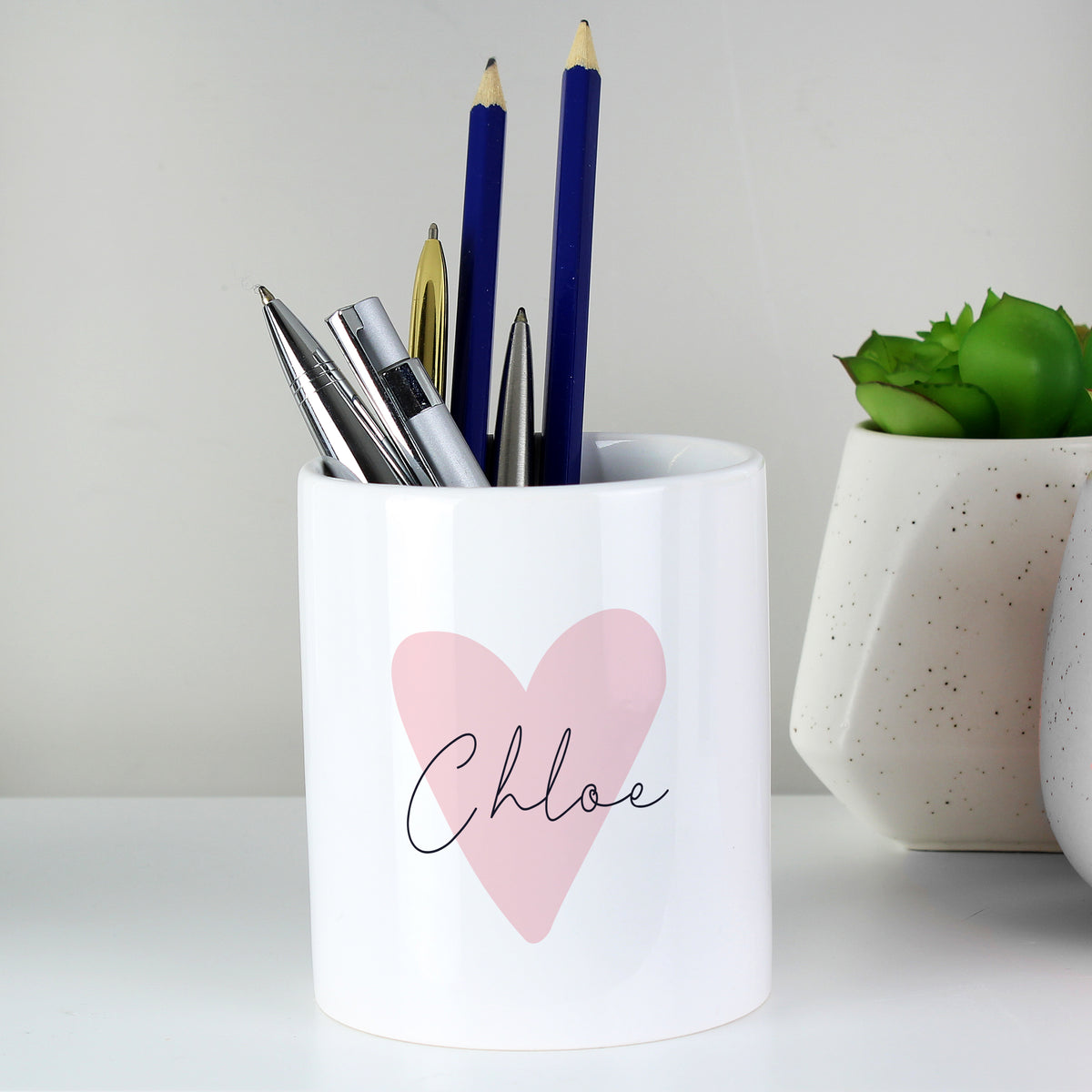Personalised Pink Heart Ceramic Storage Pot for Mother's Day