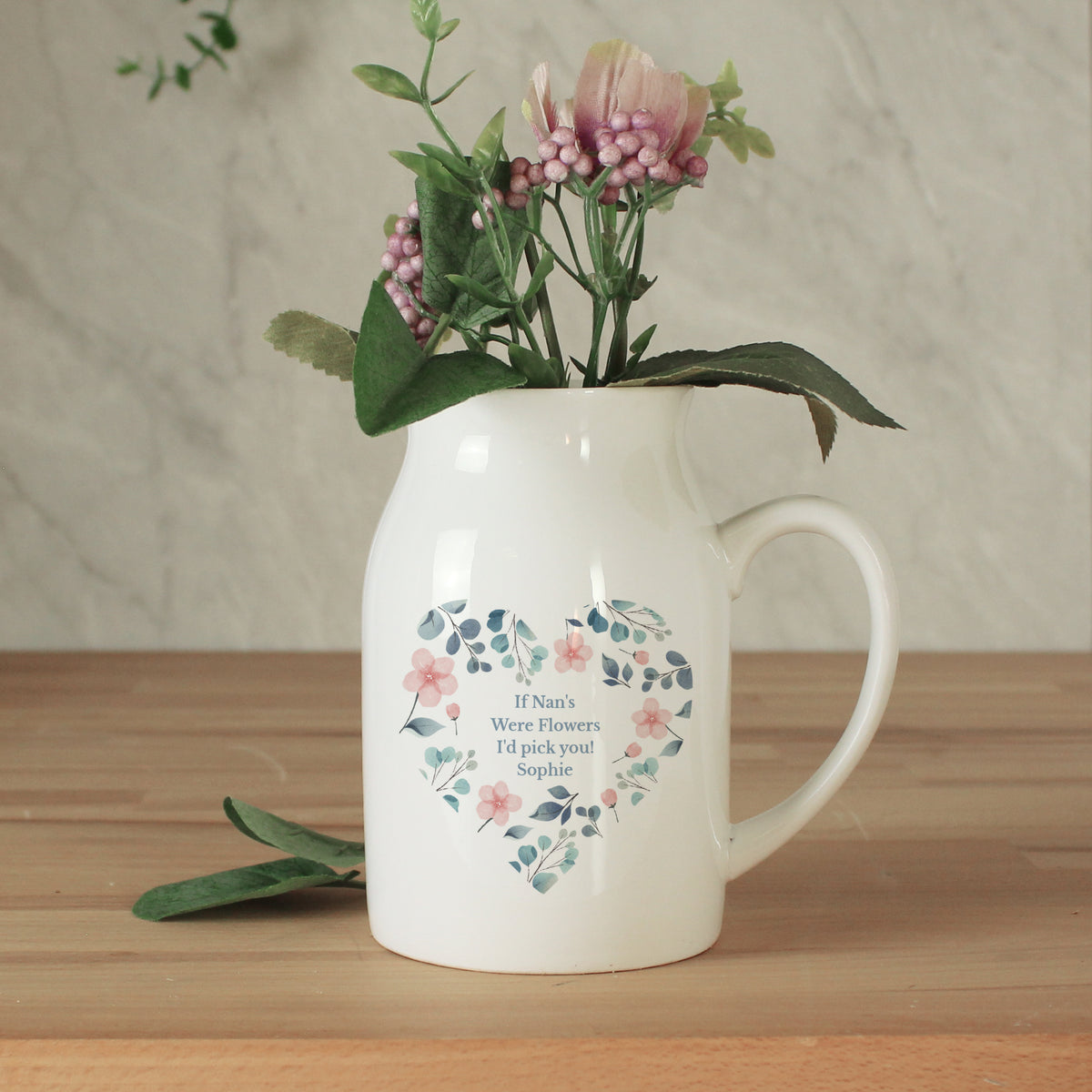 Personalised Floral Heart Flower Jug | Vases | Inspired Creative Gifts