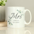 Personalised Botanical Mrs Mug for Wedding