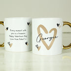 Personalised Hearts Gold Handled Mug for Wedding