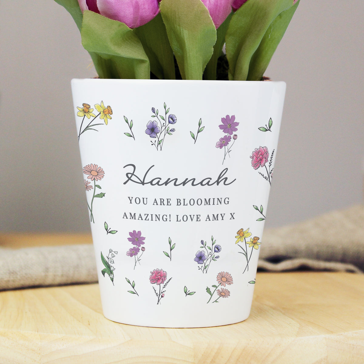 Personalised Wild Flowers Plant Pot | Gift for Her