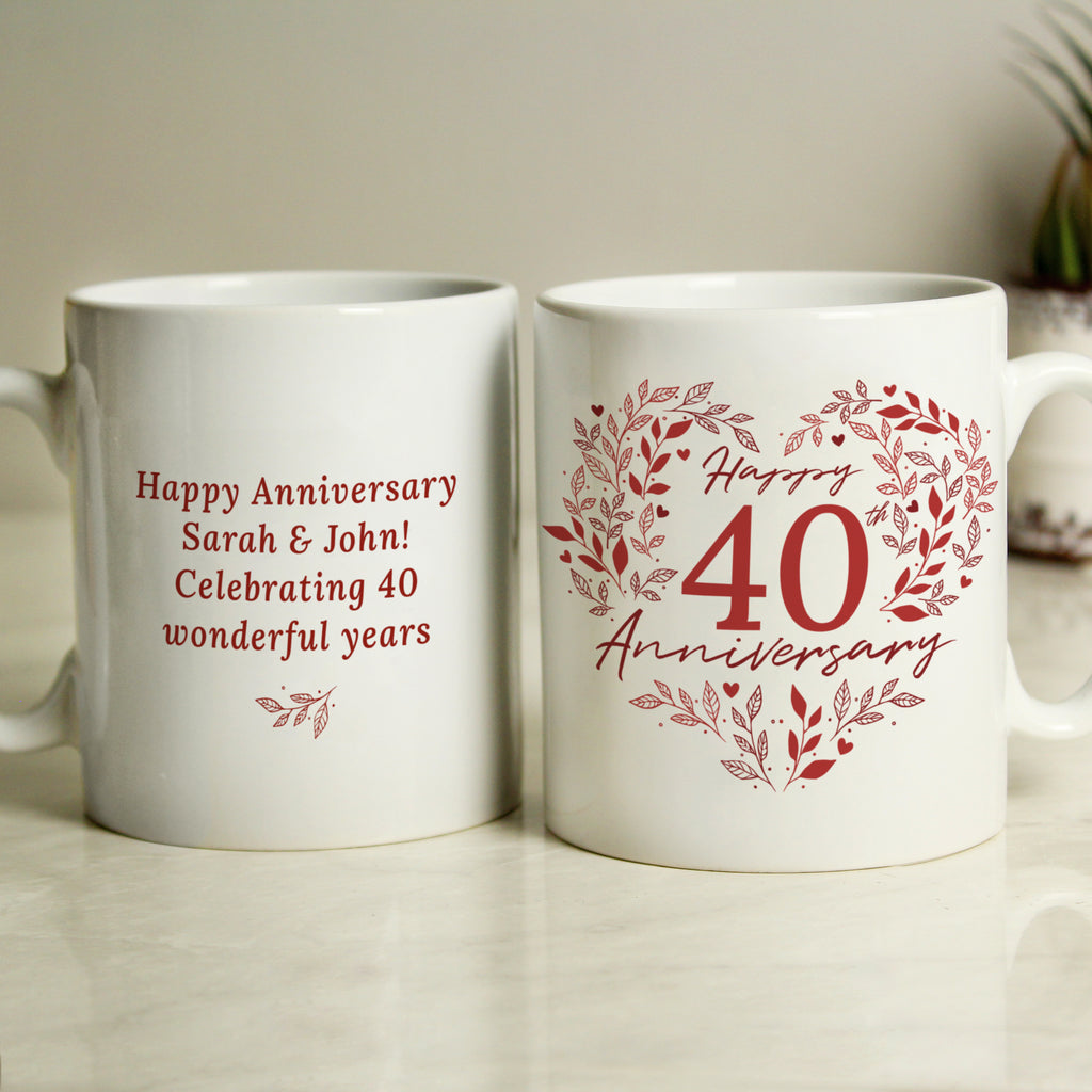 Personalised 40th Ruby Wedding Anniversary Mug for Wedding