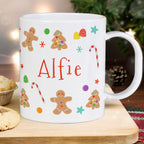 Personalised Gingerbread Pattern Plastic Mug for Christmas