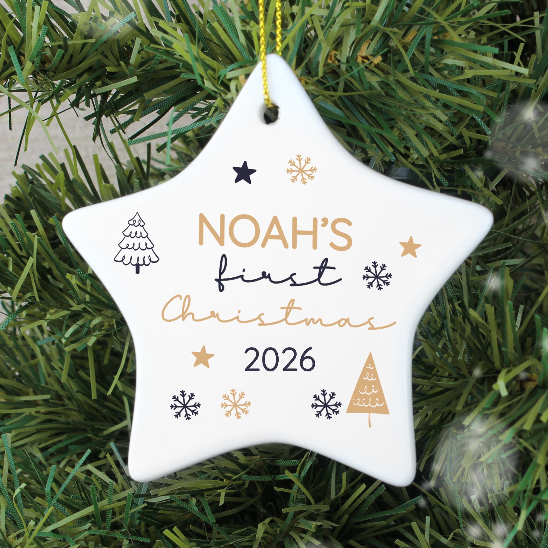 Personalised First Christmas Star Christmas Tree Decoration |  | Inspired Creative Gifts