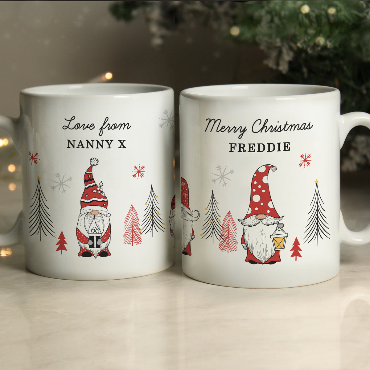 Personalised Christmas Gonk Pattern Mug for Christmas