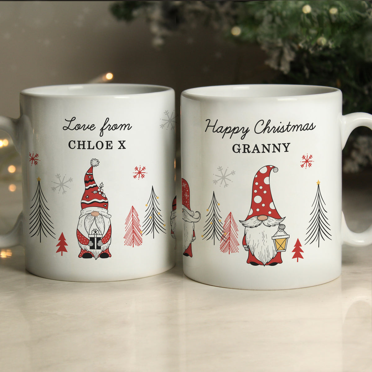Personalised Christmas Gonk Pattern Mug for Christmas