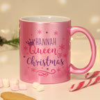Personalised Queen Of Christmas Pink Mug | Christmas Gift