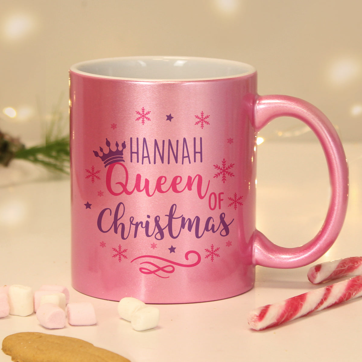 Personalised Queen Of Christmas Pink Mug | Christmas Gift