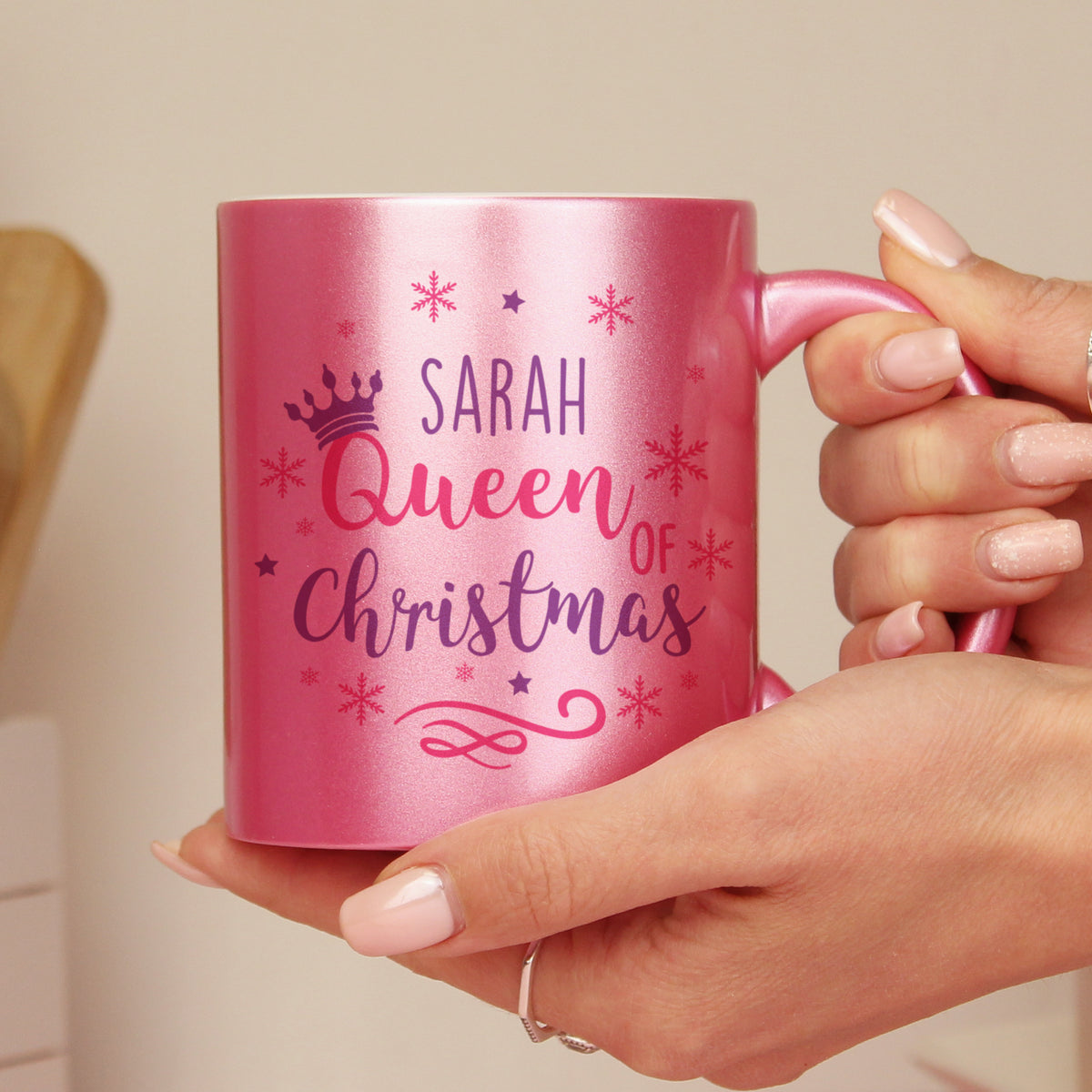 Personalised Queen Of Christmas Pink Mug | Christmas Gift