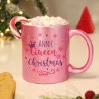 Personalised Queen Of Christmas Pink Mug | Christmas Gift