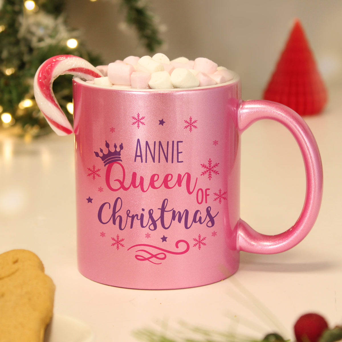 Personalised Queen Of Christmas Pink Mug | Christmas Gift