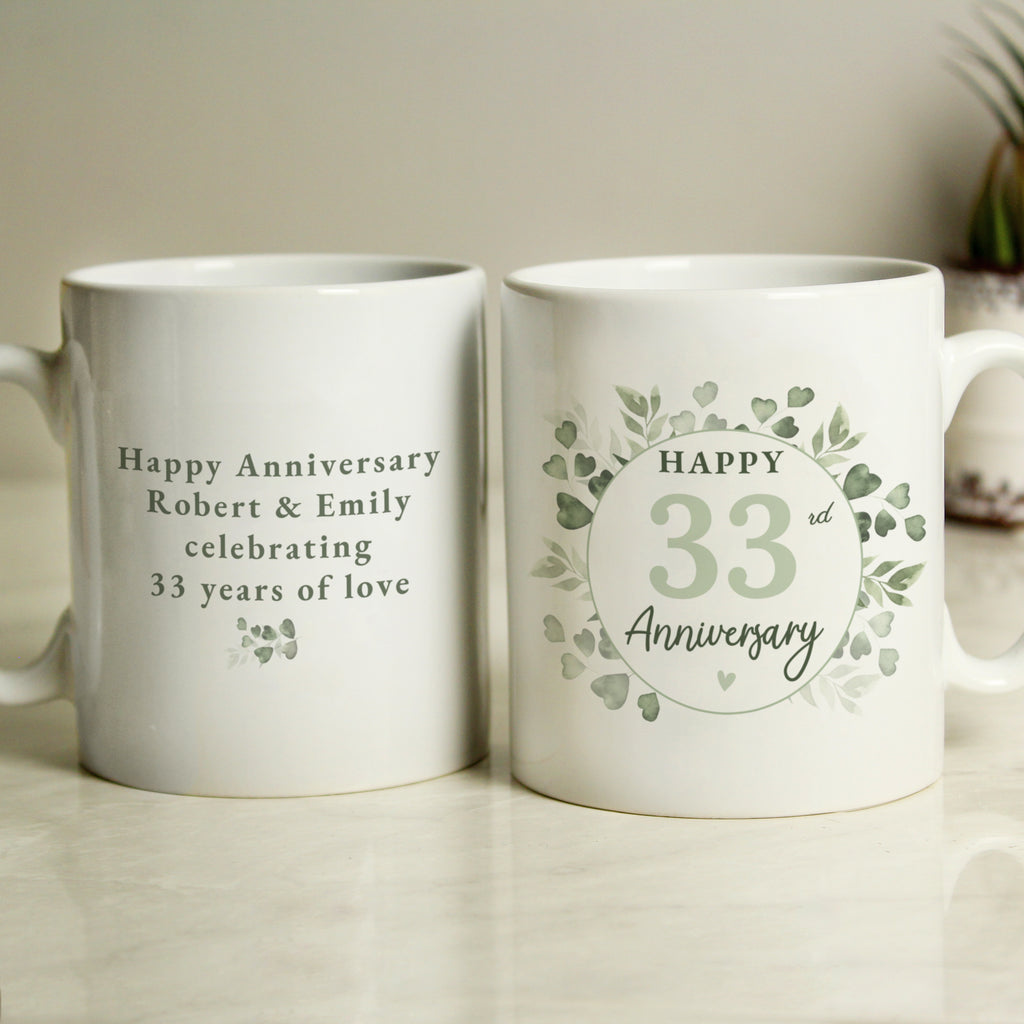 Personalised Botanical Anniversary Mug for Anniversary