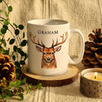 Personalised Watercolour Stag Mug for Christmas