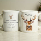 Personalised Watercolour Stag Mug for Christmas