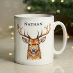 Personalised Watercolour Stag Mug for Christmas