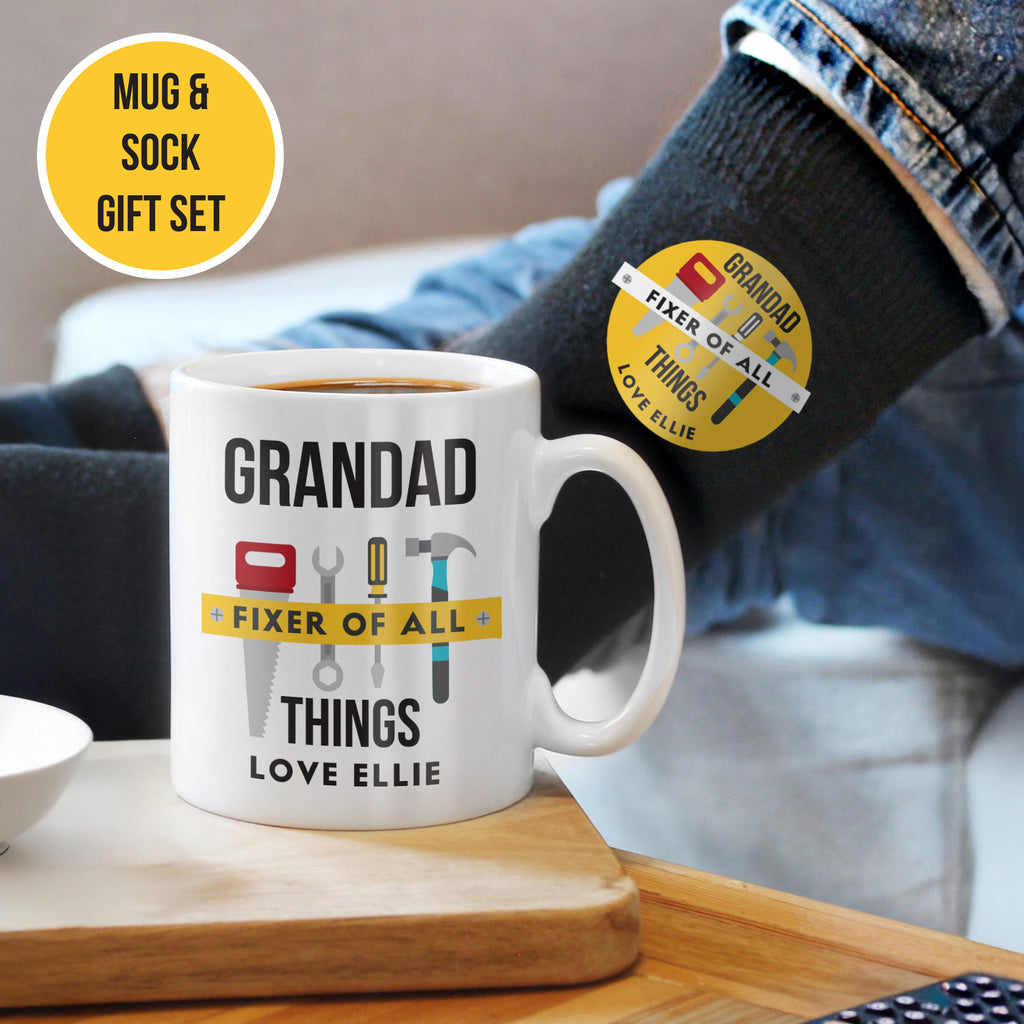 Personalised Fixer of All Things Mug & Socks Set for Father's Day