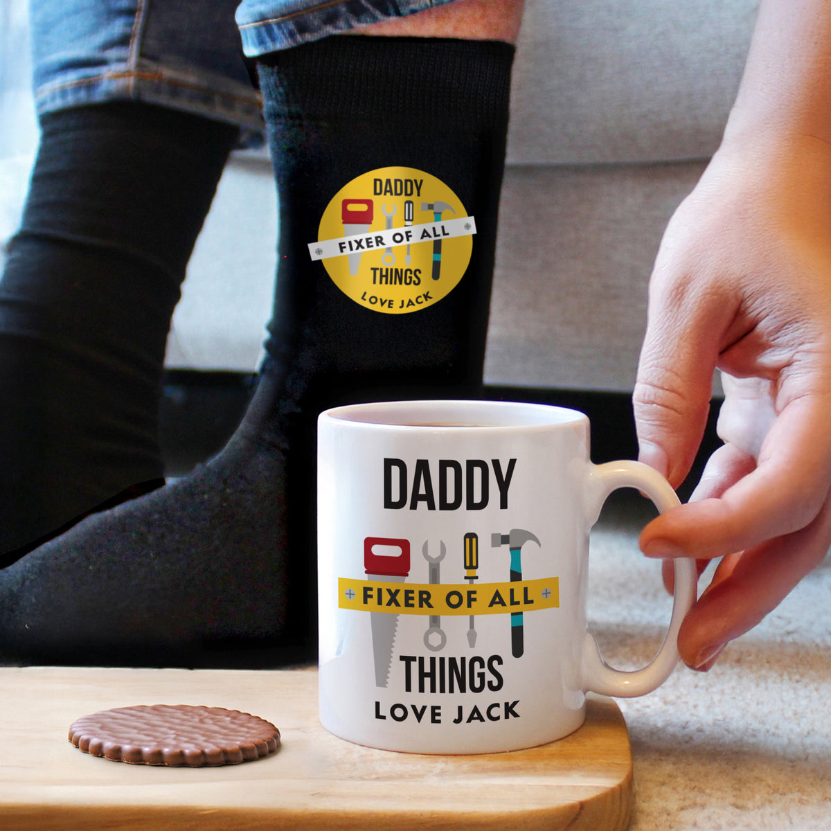 Personalised Fixer of All Things Mug & Socks Set for Father's Day