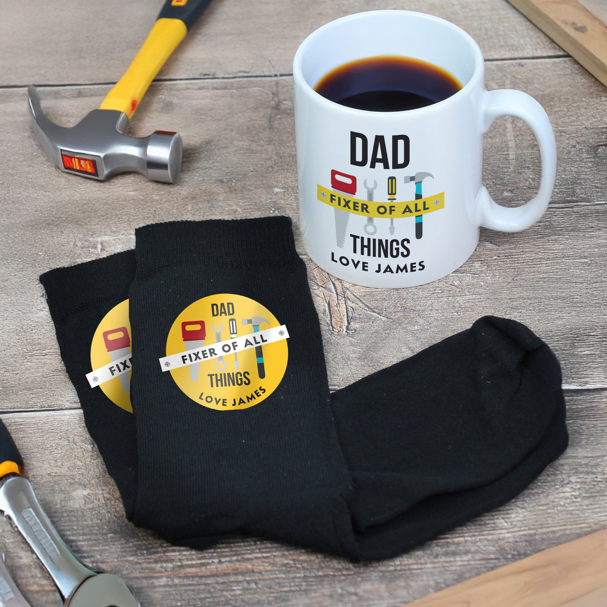 Personalised Fixer of All Things Mug & Socks Set for Father's Day