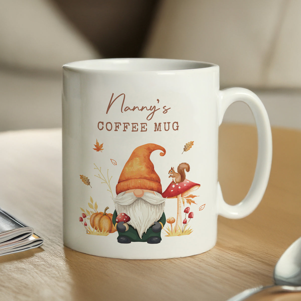 Personalised Autumn Gonk Mug for Wedding