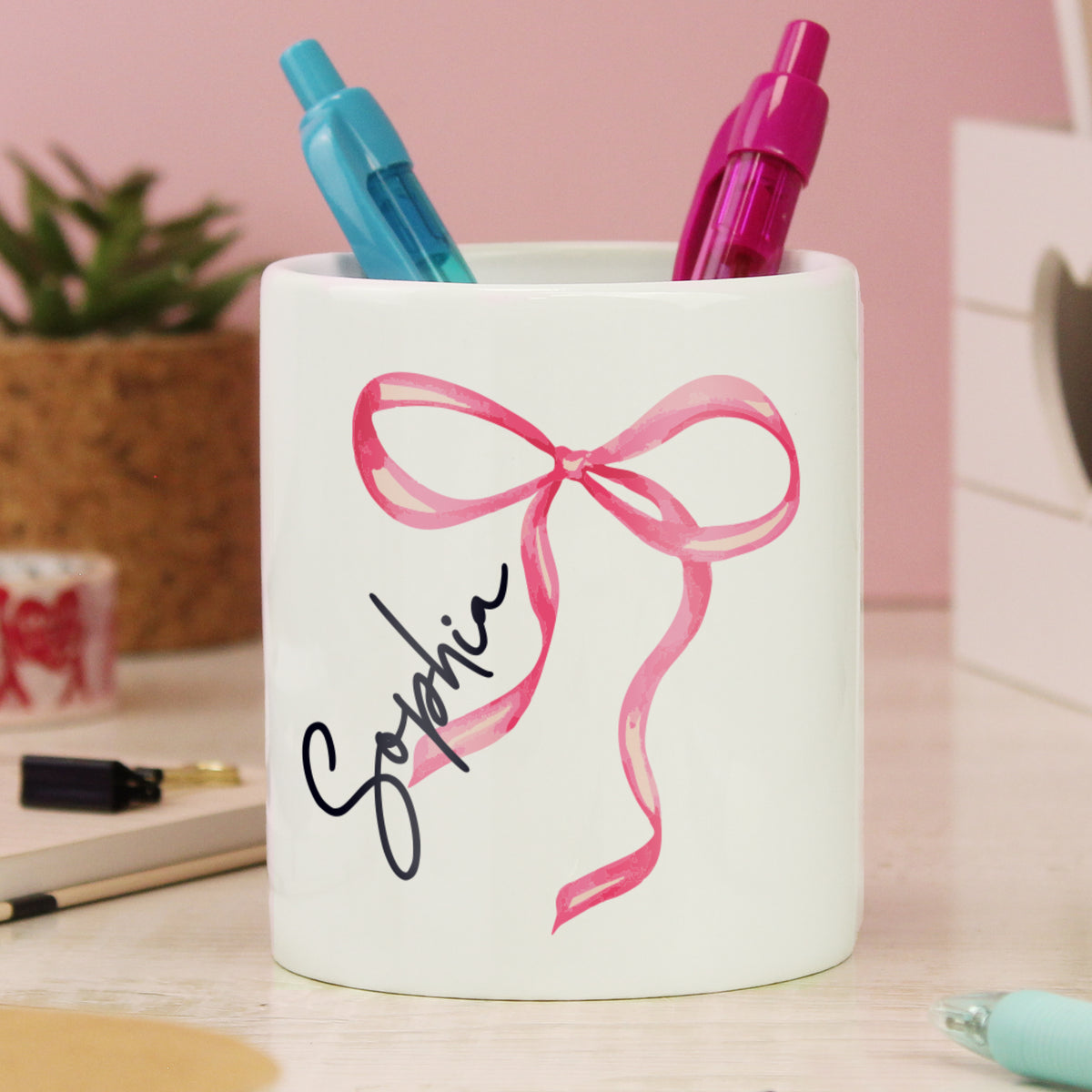 Personalised Bow Make Up Brush Holder | Mother's Day Gift
