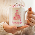 Personalised Pink Christmas Tree Mug for Christmas