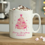 Personalised Pink Christmas Tree Mug for Christmas